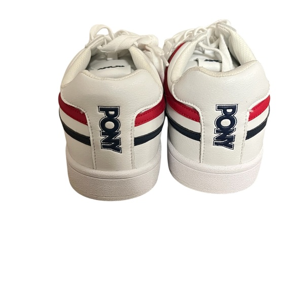 NWT Pony White Leather Sneakers with Red and Navy Stripes - Picture 5 of 5